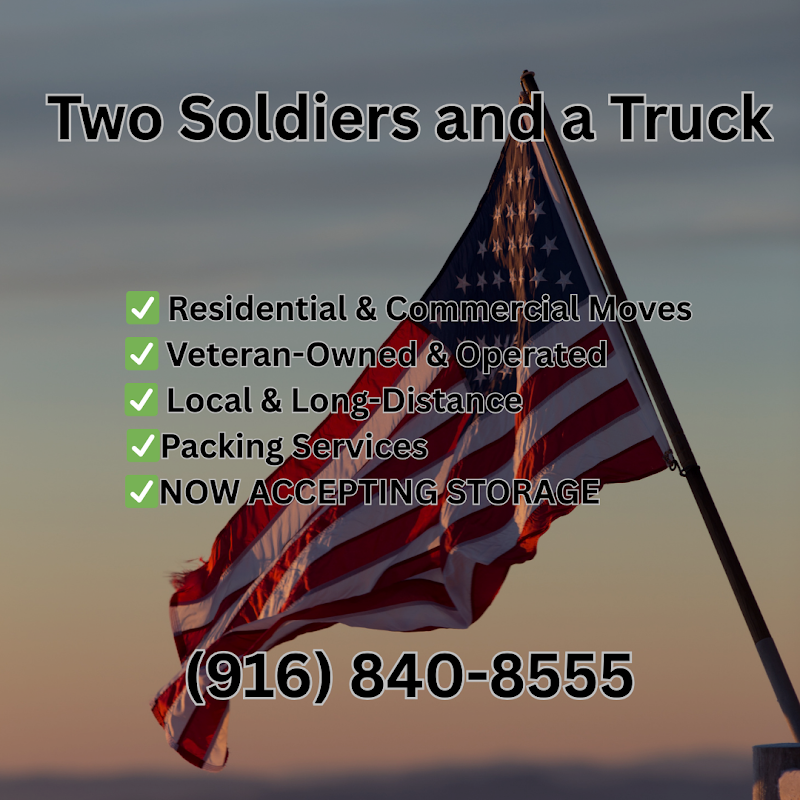 2 soldiers and a Truck Movers Beaumont logo